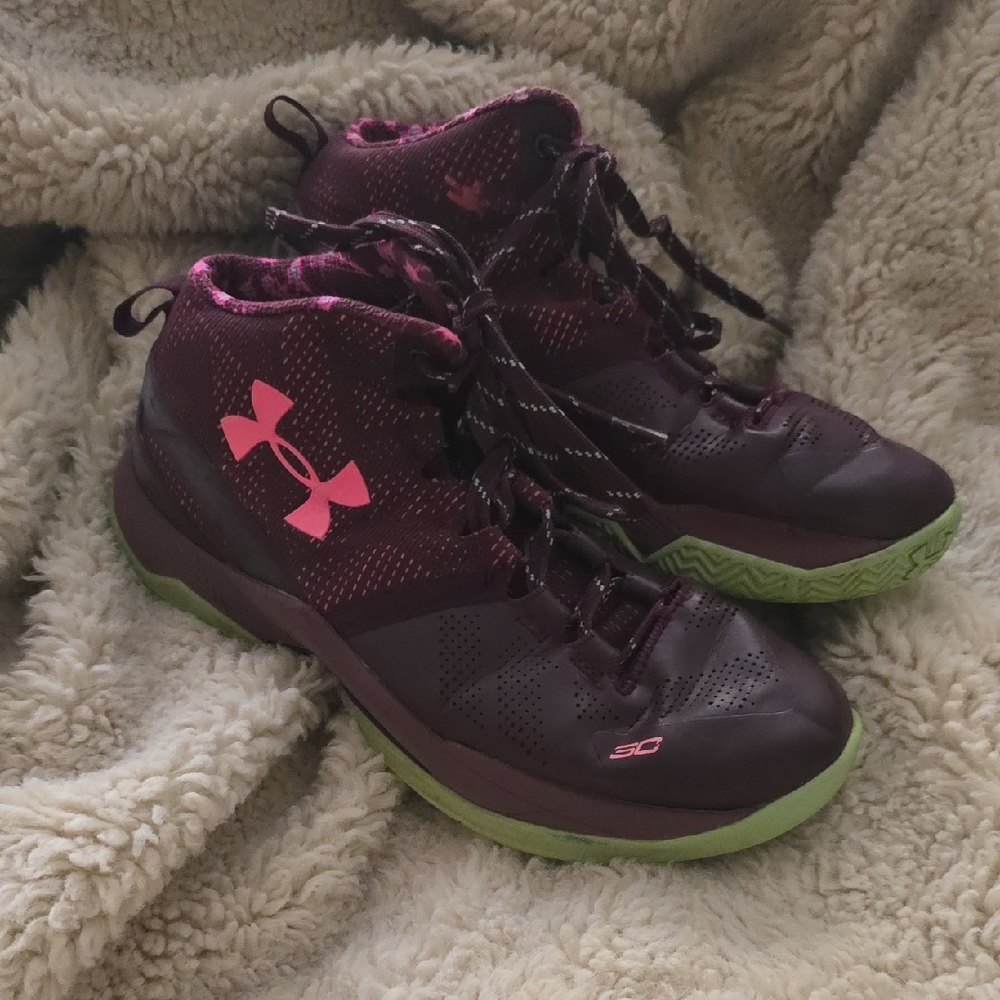 Steph Curry Under Armour Boys High Top Sneakers Athletic Shoes